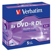 VERBATIM DVD+R DL AZO 8,5GB, 8x, jewel case 5 ks