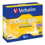 VERBATIM DVD+RW SERL 4,7GB, 4x, jewel case 5 ks