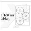 Logo etikety na CD 113/37mm, A4, matné, biele, 3 etikety, 140g/m2, balené po 25 ks, pre atramentové a laserové tlačiarne
