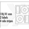 Logo etikety na CD 118/41mm, A4, matné, biele, 2 etikety, 4 pásiky, 140g/m2, balené po 25 ks, pre atramentové a laserové tlačiarne