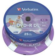 VERBATIM DVD+R DL AZO 8,5GB, 8x, printable, spindle 25 ks