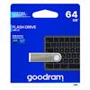 Goodram USB flash disk, USB 2.0, 64GB, UUN2, strieborný, UUN2-0640S0R11, USB A, s pútkom