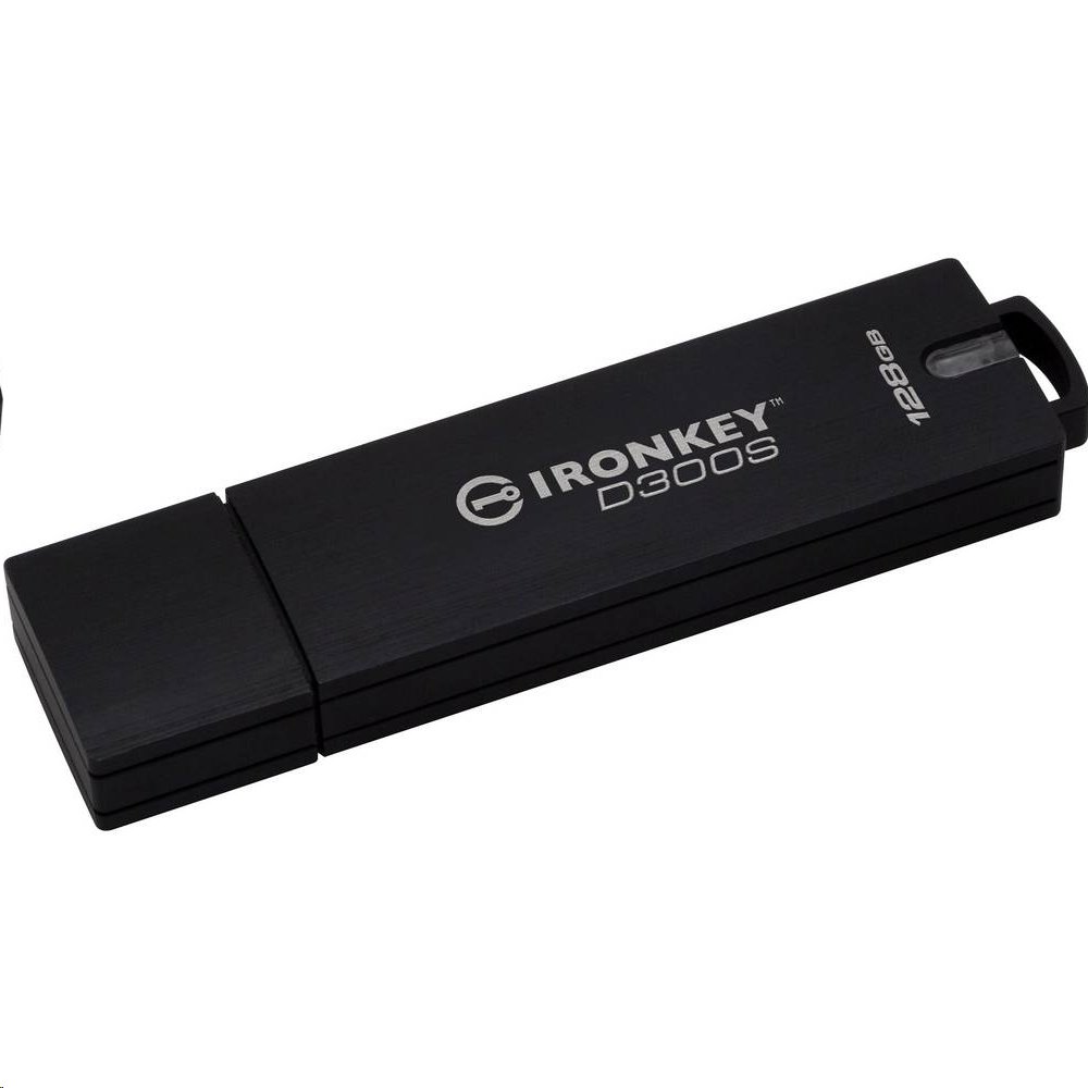 128 GB . USB 3.0 kľúč . Kingston IronKey D300 Encrypted, čierny ( r250MB/s, w85MB/s)