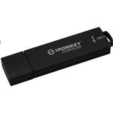 Kingston USB flash disk, USB 3.0, 4GB, IronKey Managed D300SM, čierny, IKD300S/4GB, USB A, šifrovanie XTS-AES 256-bit, FIPS 140-2 