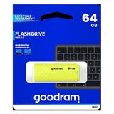 Goodram USB flash disk, USB 2.0, 64GB, UME2, žltý, UME2-0640Y0R11, USB A, s krytkou