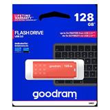 Goodram USB flash disk, USB 3.0, 128GB, UME3, oranžový, UME3-1280O0R11, USB A, s krytkou