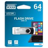 Goodram USB flash disk, USB 2.0, 64GB, UTS2, čierny, UTS2-0640K0R11, USB A, s otočnou krytkou