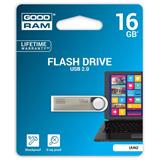 Goodram USB flash disk, USB 2.0, 16GB, UUN2, strieborný, UUN2-0160S0R11, USB A, s pútkom